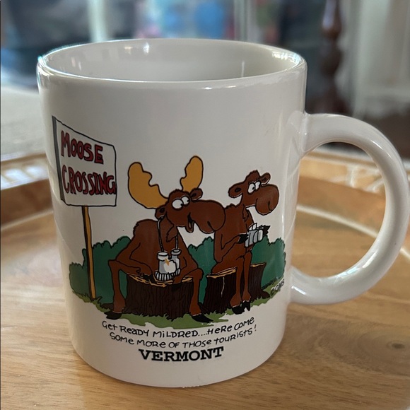 Vermont Moose Crossing White Mug coffee tea ceramic mug humorous - Picture 1 of 7